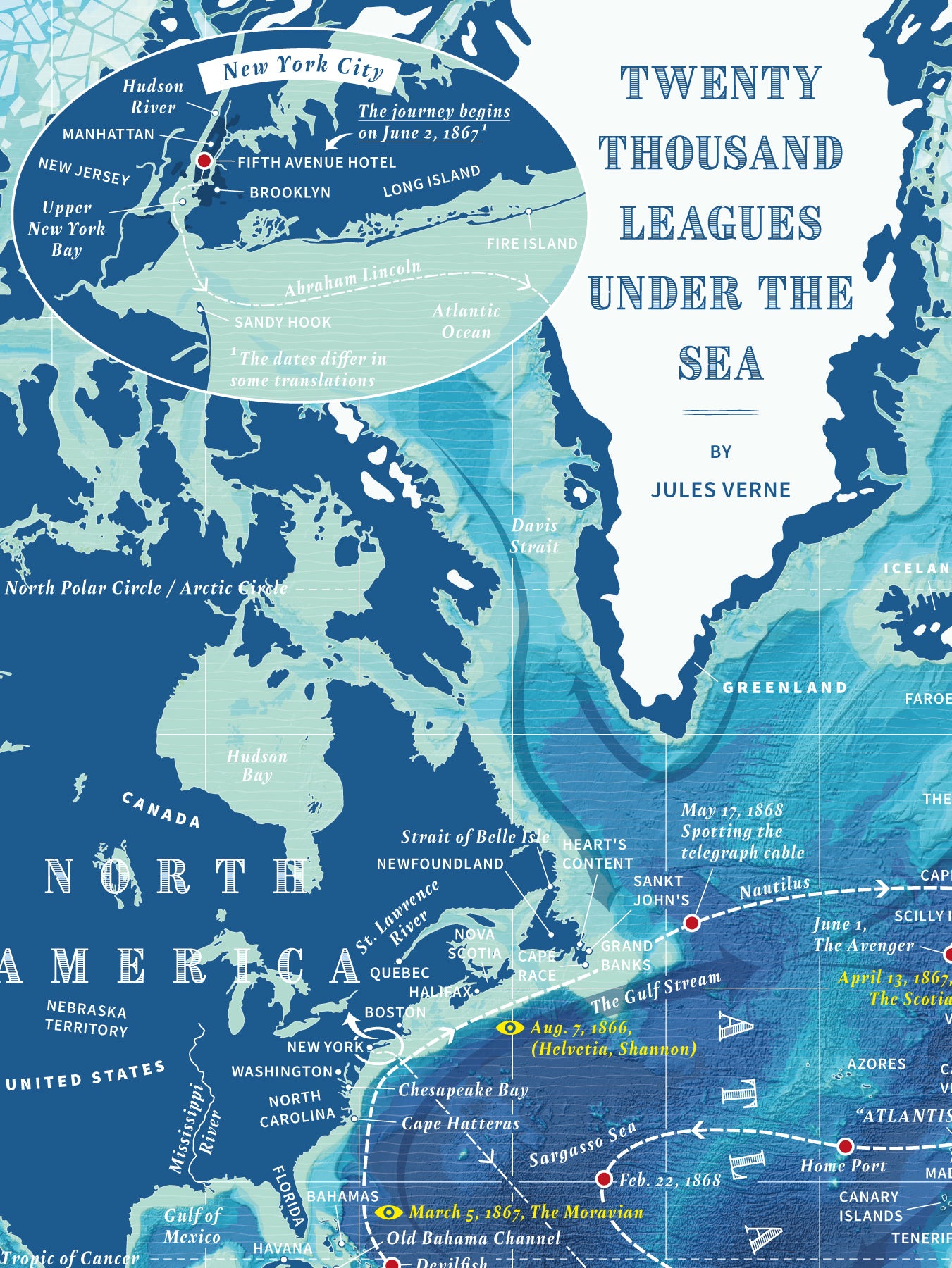 Twenty Thousand Leagues Under the Sea Map detail