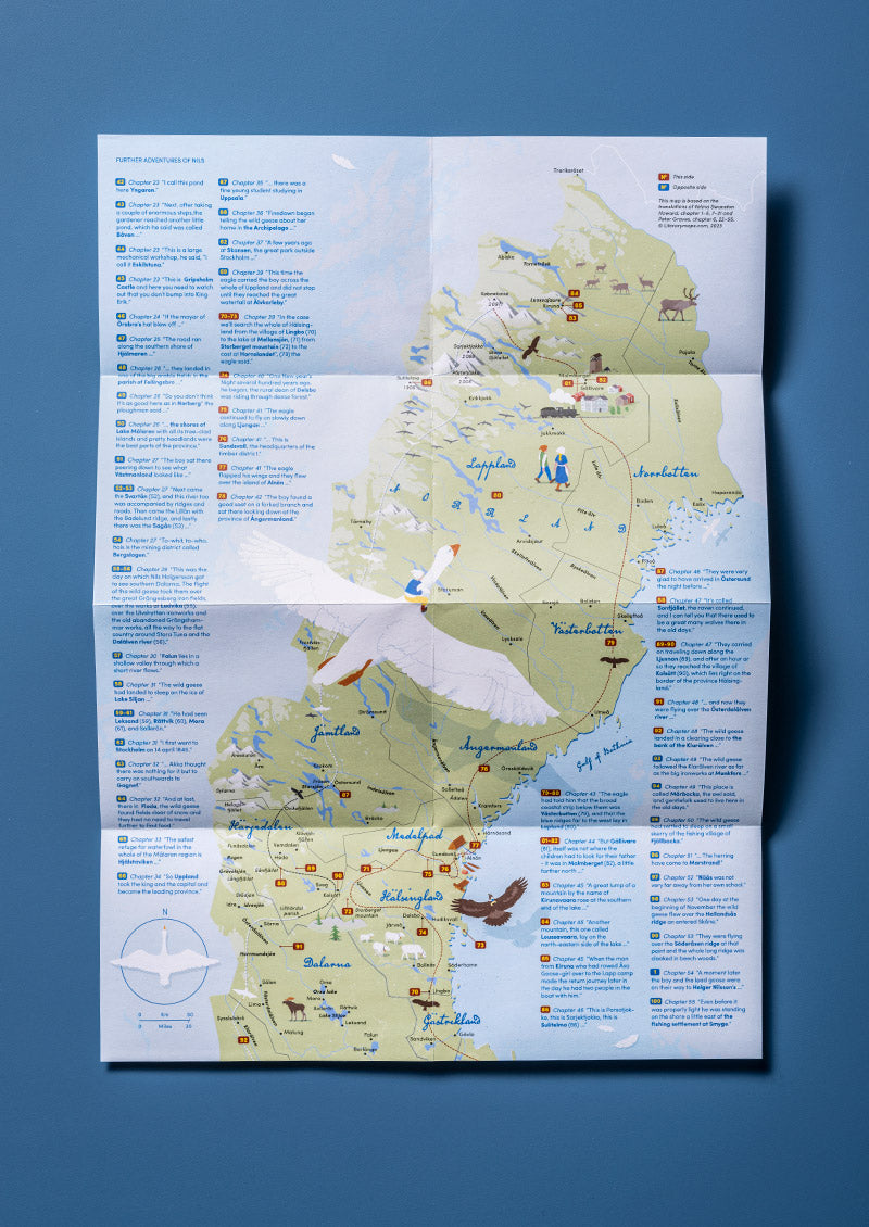 Selma Lagerlöf The Wonderful Adventures of Nils Map. Literarymaps.com. Book Map. A3 folder