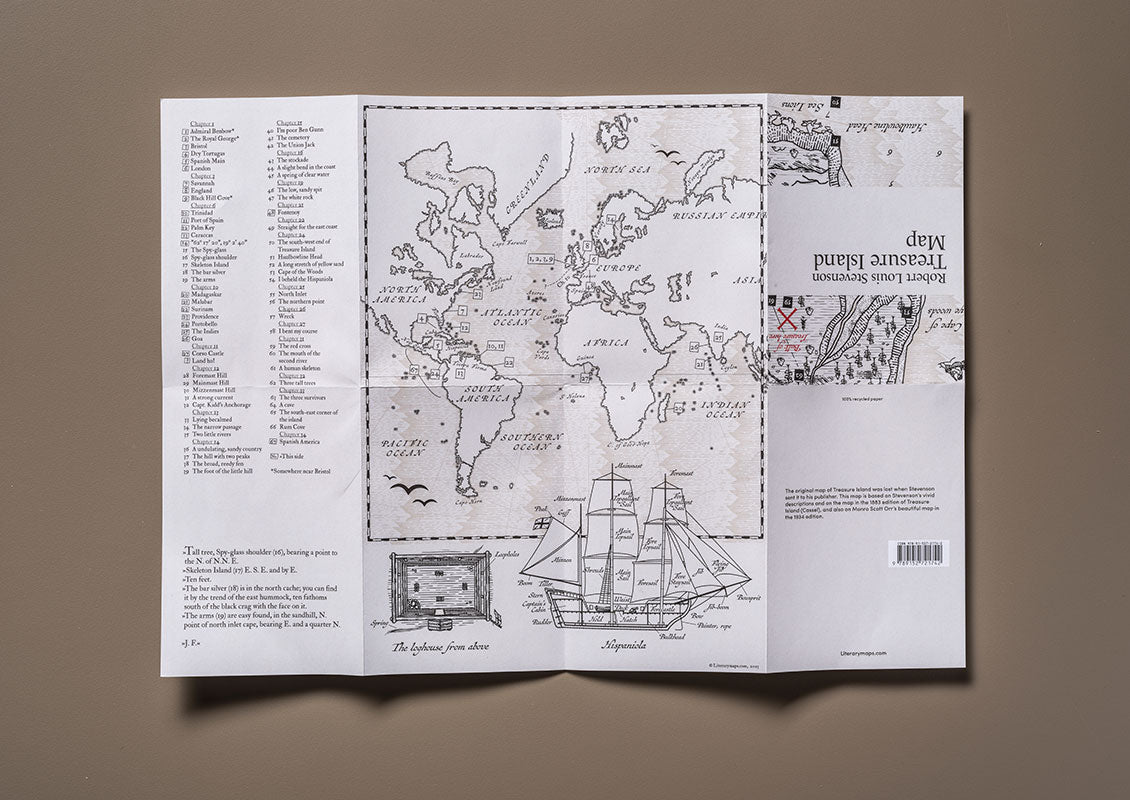 Robert Louis Stevenson Treasure Island Map. Literarymaps.com. Book Map. A3 folder